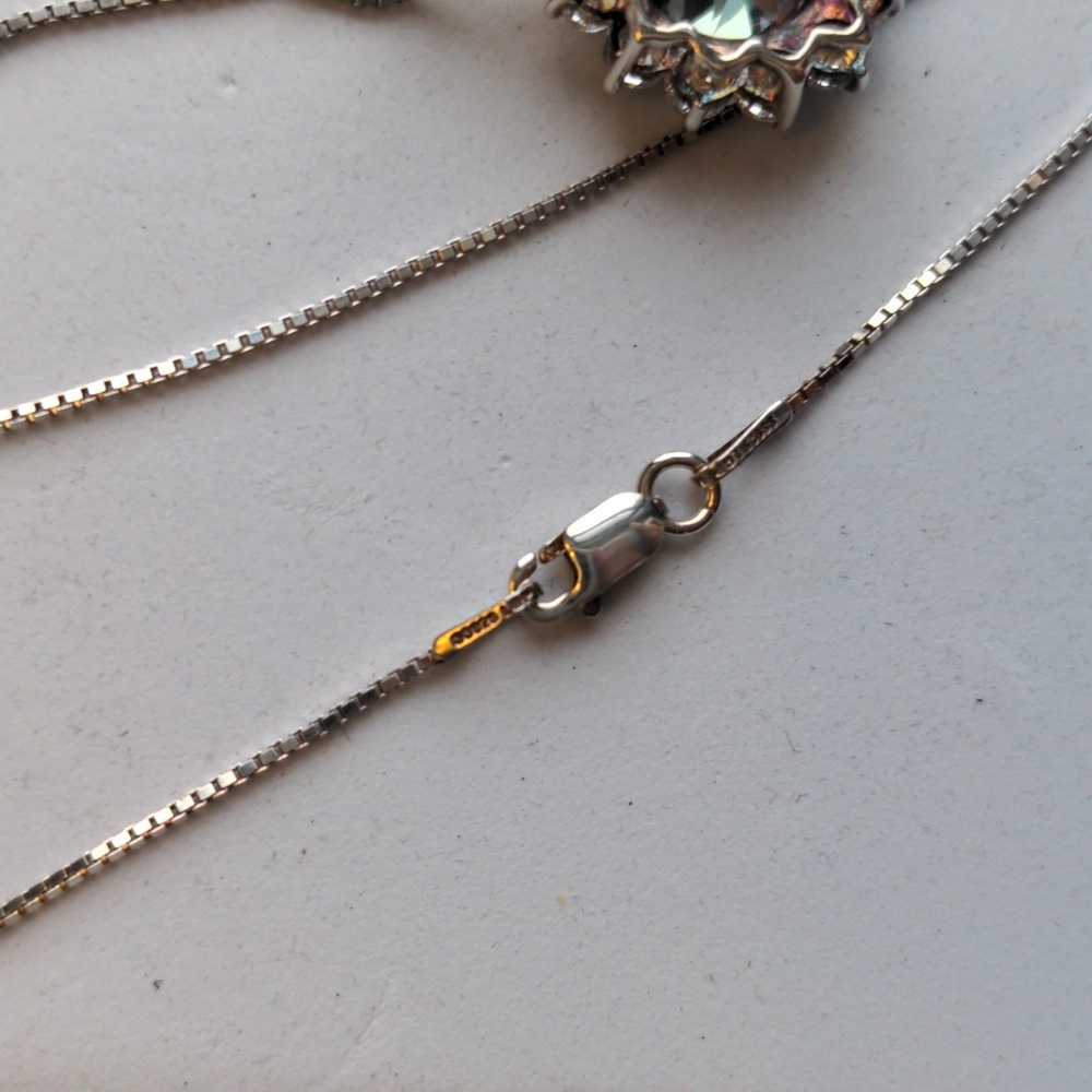 New QVC Mystic Quartz pendant necklace. Solid Sterling. 20" chain Gift box - Picture 4 of 7